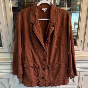 J. Jill Rust Brown Linen Blazer